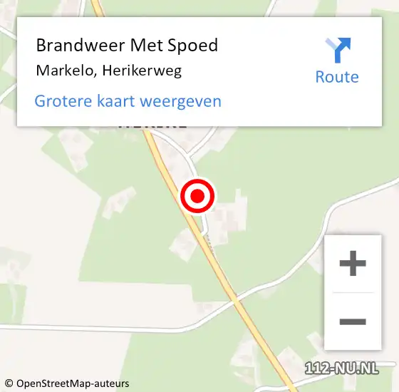 Locatie op kaart van de 112 melding: Brandweer Met Spoed Naar Markelo, Herikerweg op 7 november 2013 06:21