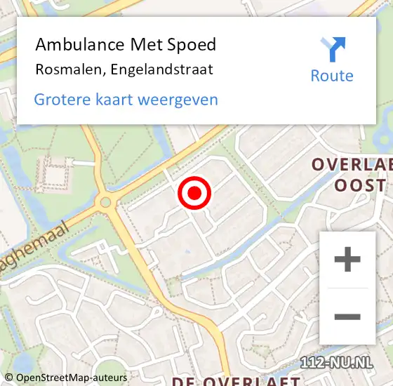 Locatie op kaart van de 112 melding: Ambulance Met Spoed Naar Rosmalen, Engelandstraat op 7 november 2013 06:21