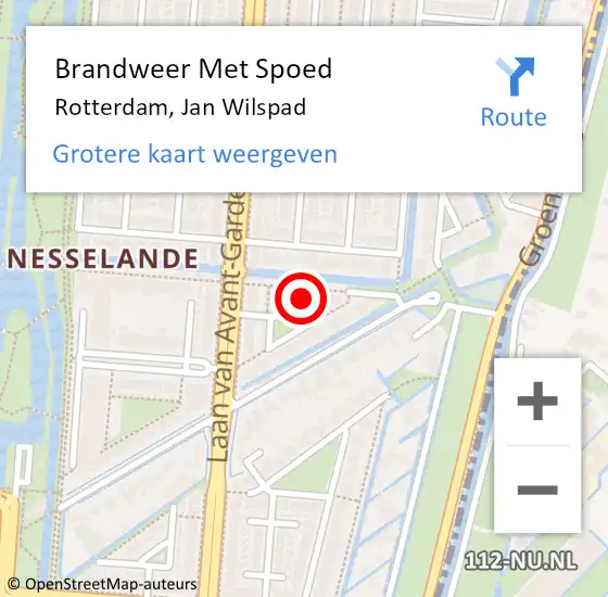 Locatie op kaart van de 112 melding: Brandweer Met Spoed Naar Rotterdam, Jan Wilspad op 7 mei 2015 12:56