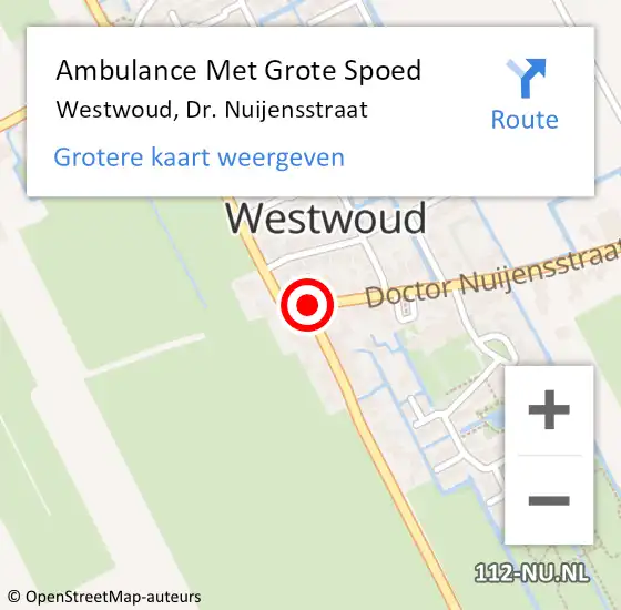 Locatie op kaart van de 112 melding: Ambulance Met Grote Spoed Naar Westwoud, Dr. Nuijensstraat op 7 mei 2015 13:01