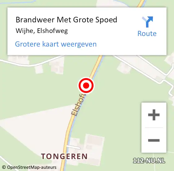 Locatie op kaart van de 112 melding: Brandweer Met Grote Spoed Naar Wijhe, Elshofweg op 7 mei 2015 13:37