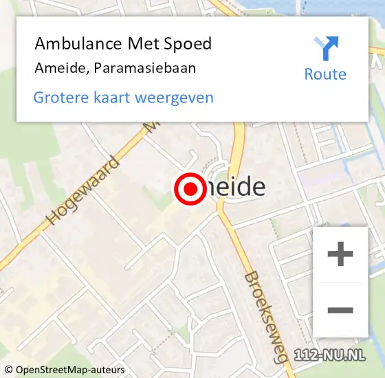 Locatie op kaart van de 112 melding: Ambulance Met Spoed Naar Ameide, Paramasiebaan op 7 mei 2015 15:50