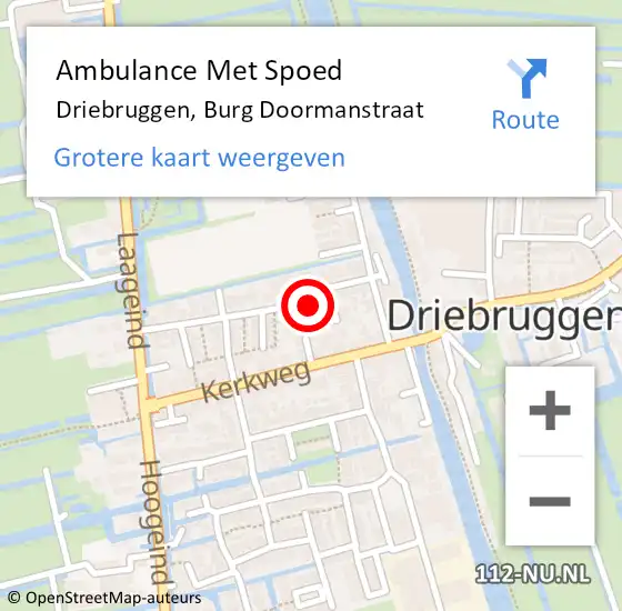 Locatie op kaart van de 112 melding: Ambulance Met Spoed Naar Driebruggen, Burg Doormanstraat op 7 mei 2015 16:00