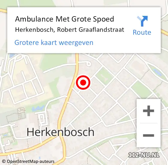 Locatie op kaart van de 112 melding: Ambulance Met Grote Spoed Naar Herkenbosch, Robert Graaflandstraat op 7 november 2013 07:19