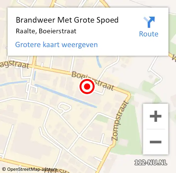 Locatie op kaart van de 112 melding: Brandweer Met Grote Spoed Naar Raalte, Boeierstraat op 7 mei 2015 16:26