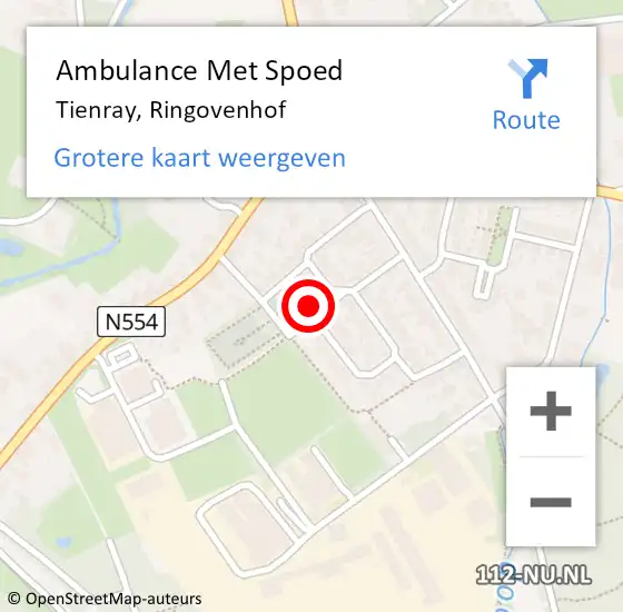 Locatie op kaart van de 112 melding: Ambulance Met Spoed Naar Tienray, Ringovenhof op 7 mei 2015 16:29