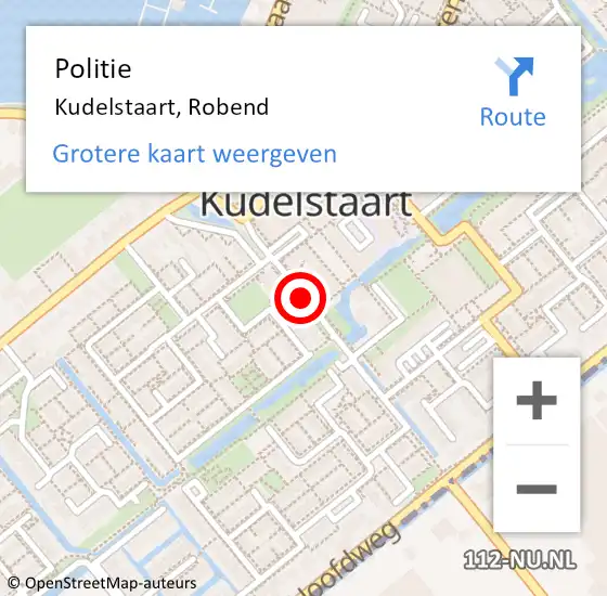 Locatie op kaart van de 112 melding: Politie Kudelstaart, Robend op 7 mei 2015 16:55