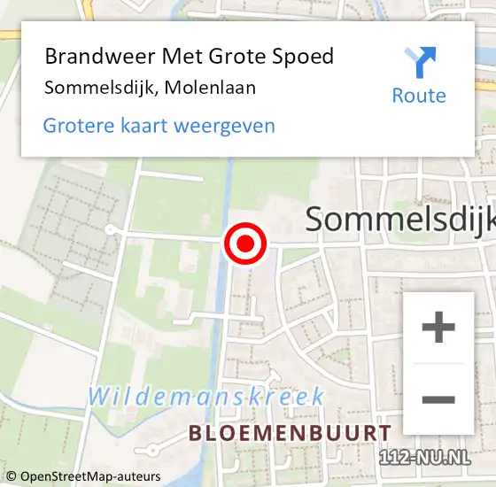 Locatie op kaart van de 112 melding: Brandweer Met Grote Spoed Naar Sommelsdijk, Molenlaan op 7 mei 2015 17:28