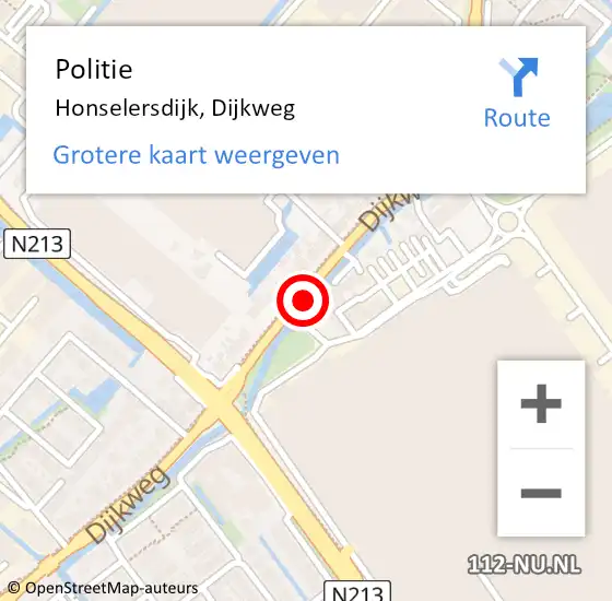 Locatie op kaart van de 112 melding: Politie Honselersdijk, Dijkweg op 7 november 2013 07:42