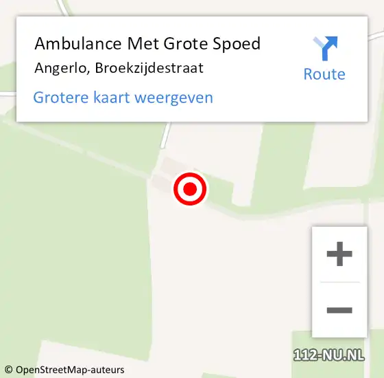 Locatie op kaart van de 112 melding: Ambulance Met Grote Spoed Naar Angerlo, Broekzijdestraat op 7 mei 2015 19:09