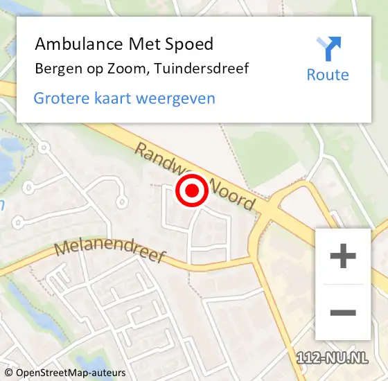 Locatie op kaart van de 112 melding: Ambulance Met Spoed Naar Bergen op Zoom, Tuindersdreef op 7 mei 2015 19:28