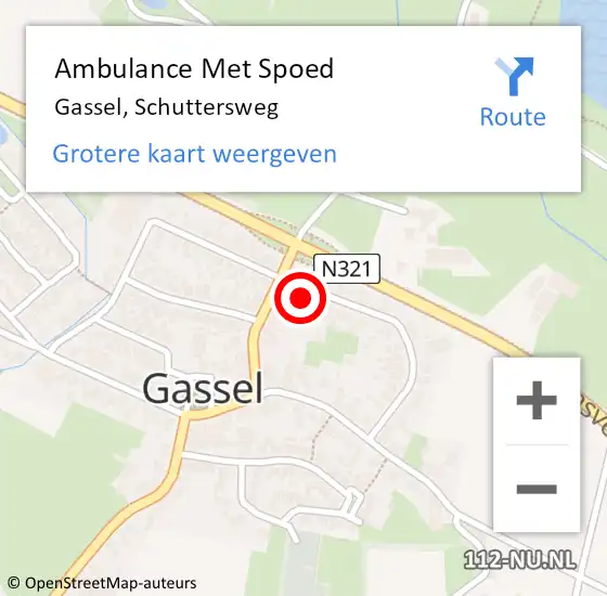 Locatie op kaart van de 112 melding: Ambulance Met Spoed Naar Gassel, Schuttersweg op 7 mei 2015 20:18