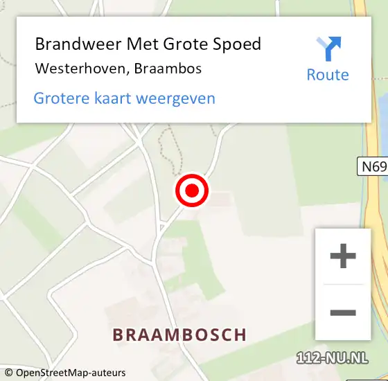 Locatie op kaart van de 112 melding: Brandweer Met Grote Spoed Naar Westerhoven, Braambos op 7 mei 2015 20:29