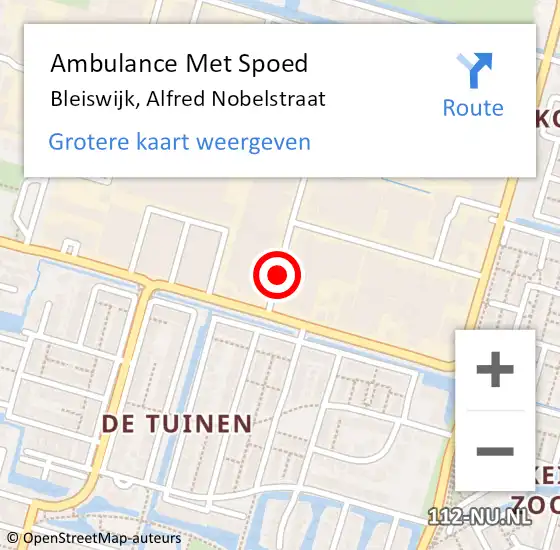 Locatie op kaart van de 112 melding: Ambulance Met Spoed Naar Bleiswijk, Alfred Nobelstraat op 7 mei 2015 20:29