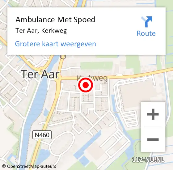 Locatie op kaart van de 112 melding: Ambulance Met Spoed Naar Ter Aar, Kerkweg op 7 mei 2015 20:40