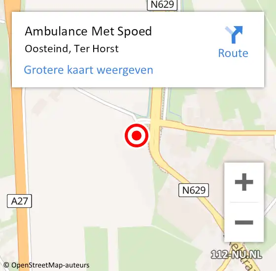 Locatie op kaart van de 112 melding: Ambulance Met Spoed Naar Oosteind, Ter Horst op 7 mei 2015 21:16