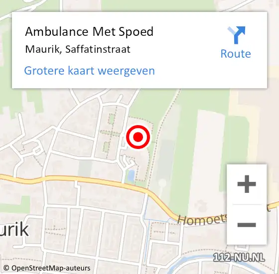 Locatie op kaart van de 112 melding: Ambulance Met Spoed Naar Maurik, Saffatinstraat op 7 mei 2015 21:35