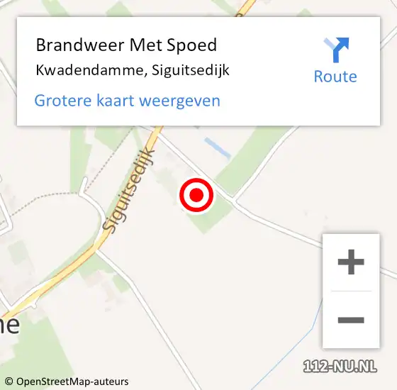 Locatie op kaart van de 112 melding: Brandweer Met Spoed Naar Kwadendamme, Siguitsedijk op 7 mei 2015 22:39