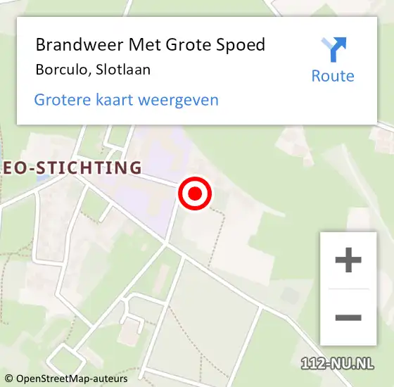 Locatie op kaart van de 112 melding: Brandweer Met Grote Spoed Naar Borculo, Slotlaan op 7 mei 2015 23:46