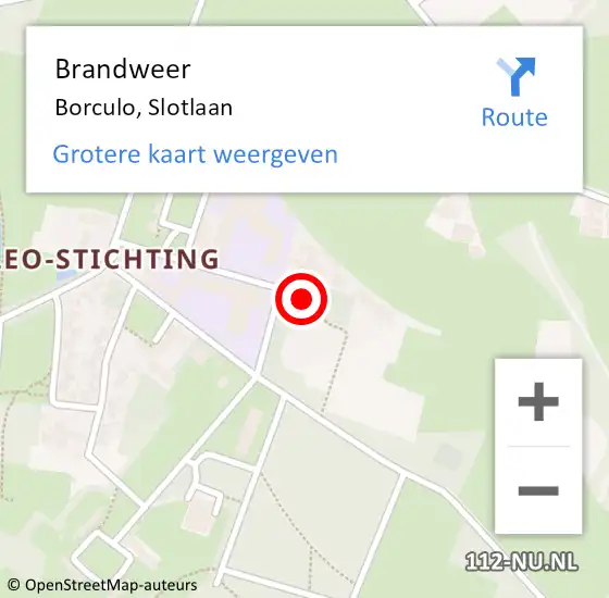 Locatie op kaart van de 112 melding: Brandweer Borculo, Slotlaan op 7 mei 2015 23:50