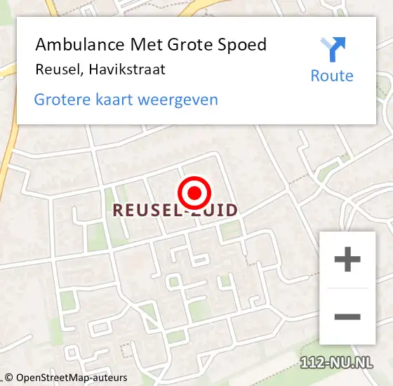 Locatie op kaart van de 112 melding: Ambulance Met Grote Spoed Naar Reusel, Havikstraat op 8 mei 2015 00:14