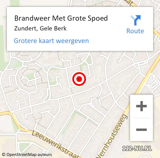 Locatie op kaart van de 112 melding: Brandweer Met Grote Spoed Naar Zundert, Gele Berk op 8 mei 2015 03:47