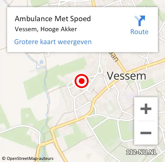 Locatie op kaart van de 112 melding: Ambulance Met Spoed Naar Vessem, Hooge Akker op 8 mei 2015 05:01