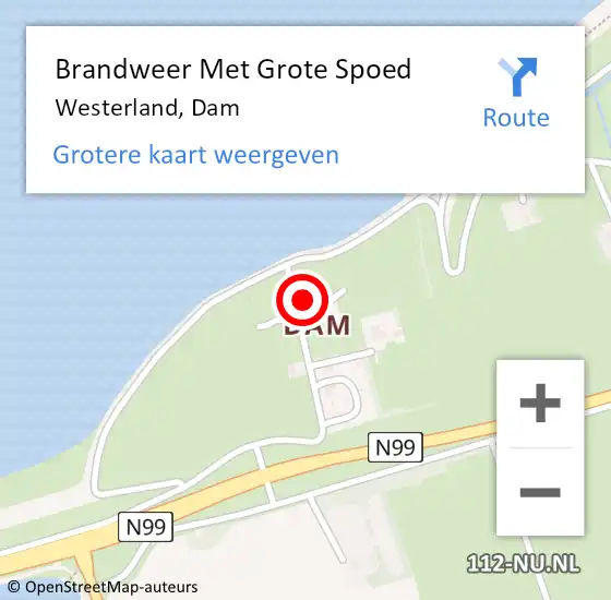 Locatie op kaart van de 112 melding: Brandweer Met Grote Spoed Naar Westerland, Dam op 8 mei 2015 05:25