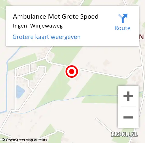 Locatie op kaart van de 112 melding: Ambulance Met Grote Spoed Naar Ingen, Winjewaweg op 8 mei 2015 07:17