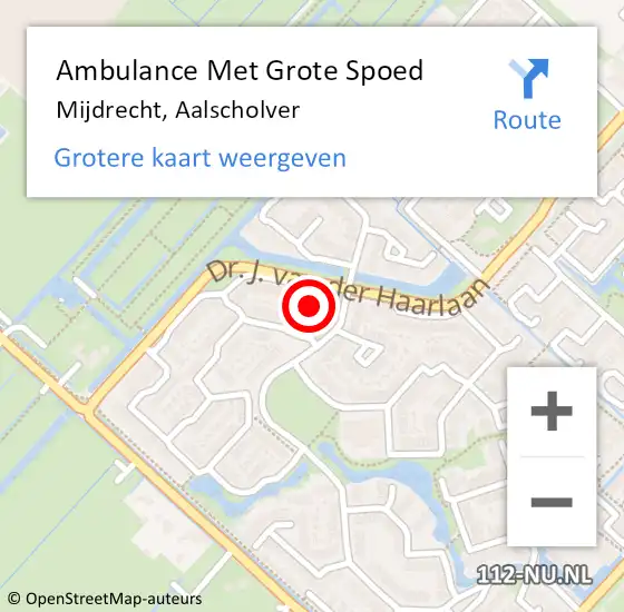 Locatie op kaart van de 112 melding: Ambulance Met Grote Spoed Naar Mijdrecht, Aalscholver op 8 mei 2015 07:53