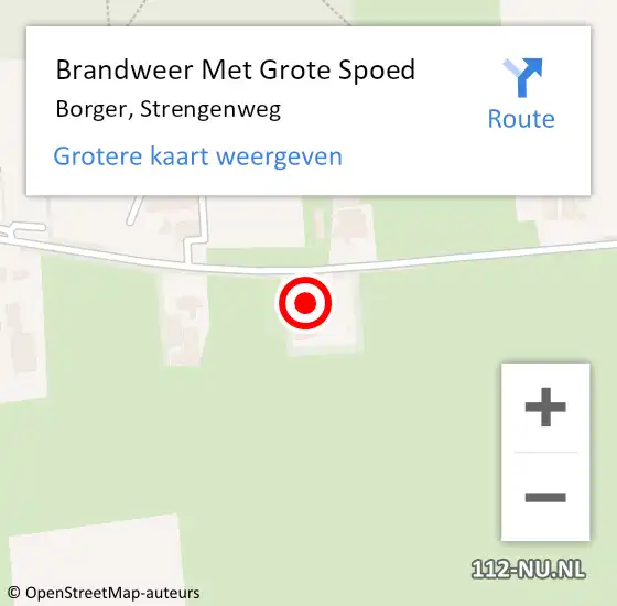 Locatie op kaart van de 112 melding: Brandweer Met Grote Spoed Naar Borger, Strengenweg op 8 mei 2015 08:03