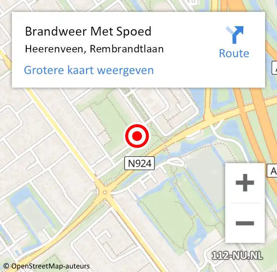 Locatie op kaart van de 112 melding: Brandweer Met Spoed Naar Heerenveen, Rembrandtlaan op 8 mei 2015 08:07