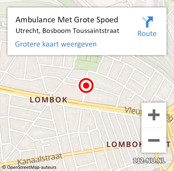 Locatie op kaart van de 112 melding: Ambulance Met Grote Spoed Naar Utrecht, Bosboom Toussaintstraat op 8 mei 2015 08:48