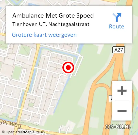 Locatie op kaart van de 112 melding: Ambulance Met Grote Spoed Naar Tienhoven UT, Nachtegaalstraat op 8 mei 2015 10:10