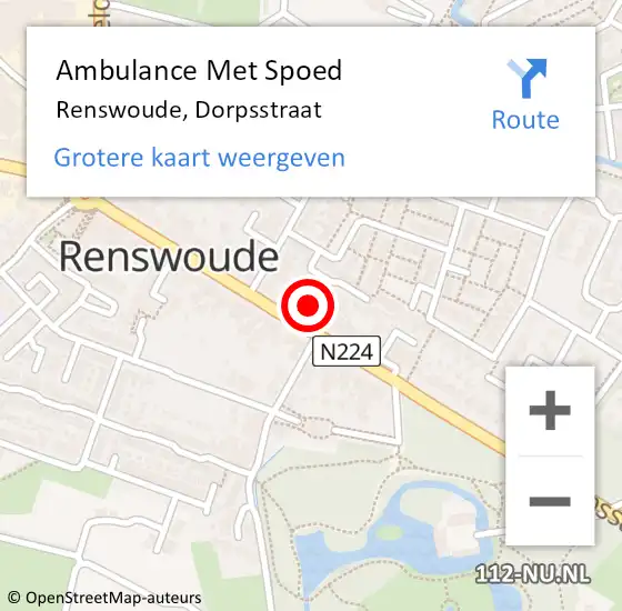 Locatie op kaart van de 112 melding: Ambulance Met Spoed Naar Renswoude, Dorpsstraat op 8 mei 2015 10:23