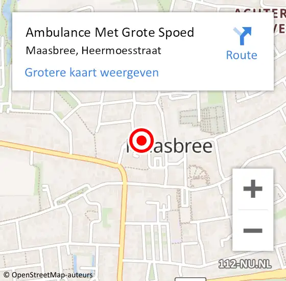 Locatie op kaart van de 112 melding: Ambulance Met Grote Spoed Naar Maasbree, Heermoesstraat op 12 september 2013 06:21