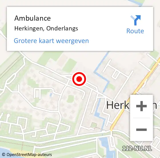 Locatie op kaart van de 112 melding: Ambulance Herkingen, Onderlangs op 8 mei 2015 11:05