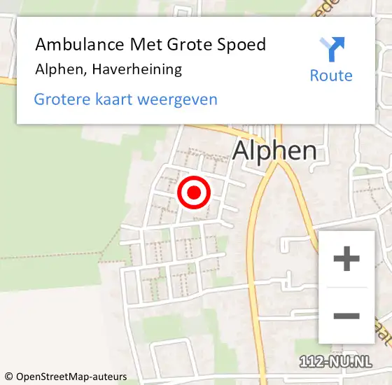 Locatie op kaart van de 112 melding: Ambulance Met Grote Spoed Naar Alphen, Haverheining op 7 november 2013 08:55