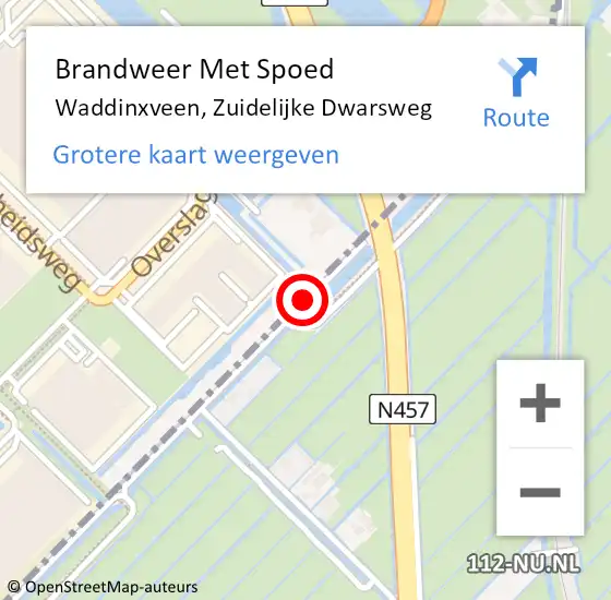 Locatie op kaart van de 112 melding: Brandweer Met Spoed Naar Waddinxveen, Zuidelijke Dwarsweg op 8 mei 2015 12:26