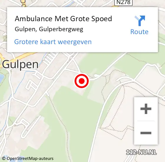 Locatie op kaart van de 112 melding: Ambulance Met Grote Spoed Naar Gulpen, Gulperbergweg op 8 mei 2015 13:14