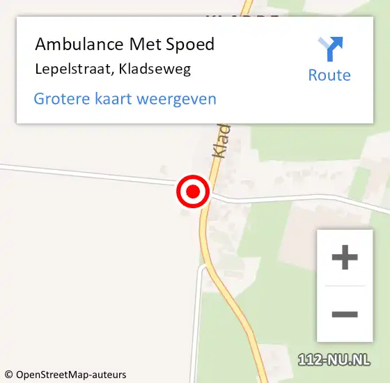 Locatie op kaart van de 112 melding: Ambulance Met Spoed Naar Lepelstraat, Kladseweg op 8 mei 2015 13:42