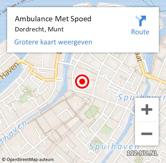 Locatie op kaart van de 112 melding: Ambulance Met Spoed Naar Dordrecht, Munt op 8 mei 2015 13:50