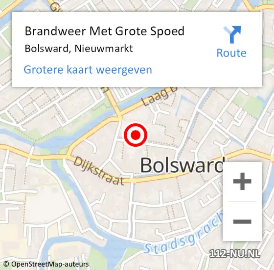 Locatie op kaart van de 112 melding: Brandweer Met Grote Spoed Naar Bolsward, Nieuwmarkt op 8 mei 2015 13:56