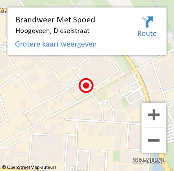 Locatie op kaart van de 112 melding: Brandweer Met Spoed Naar Hoogeveen, Dieselstraat op 8 mei 2015 15:13