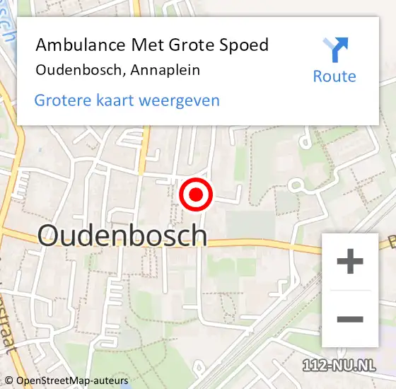 Locatie op kaart van de 112 melding: Ambulance Met Grote Spoed Naar Oudenbosch, Annaplein op 8 mei 2015 15:25