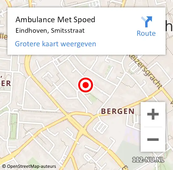 Locatie op kaart van de 112 melding: Ambulance Met Spoed Naar Eindhoven, Smitsstraat op 8 mei 2015 15:32
