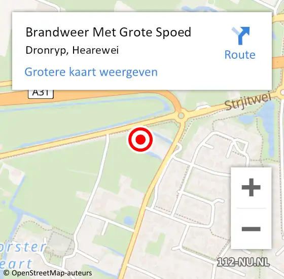 Locatie op kaart van de 112 melding: Brandweer Met Grote Spoed Naar Dronryp, Hearewei op 8 mei 2015 15:53