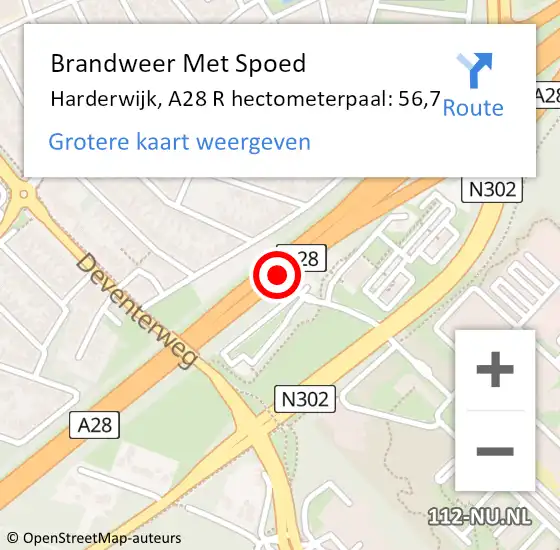 Locatie op kaart van de 112 melding: Brandweer Met Spoed Naar Harderwijk, A28 L hectometerpaal: 54,0 op 8 mei 2015 16:32