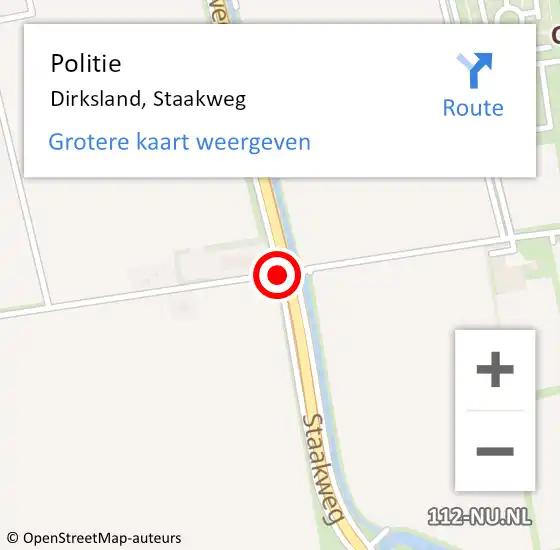 Locatie op kaart van de 112 melding: Politie Dirksland, Staakweg op 8 mei 2015 16:55