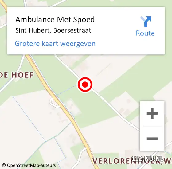 Locatie op kaart van de 112 melding: Ambulance Met Spoed Naar Sint Hubert, Boersestraat op 8 mei 2015 16:56